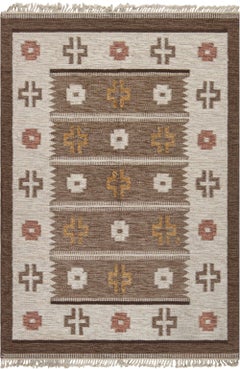 Doris Leslie Blau Vintage Scandinavian Flat-Weave Rug in Earth Tones