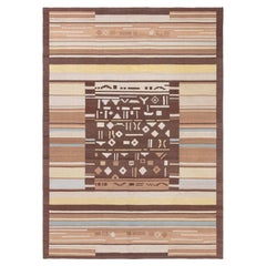 Doris Leslie Blau Vintage Scandinavian Geometric Beige Flatweave Carpet Finnish