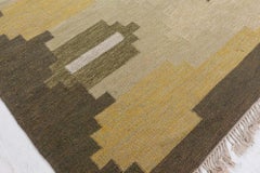 Doris Leslie Blau Vintage Scandinavian Geometric Light Beige Flatweave Wool Rug