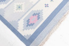 Doris Leslie Blau Vintage Scandinavian Geometric Light Gray Flatweave Carpet