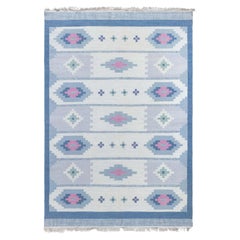 Doris Leslie Blau Vintage Scandinavian Geometric Light Gray Flatweave Carpet