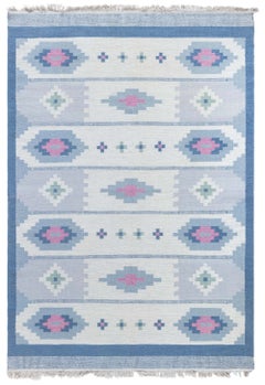 Doris Leslie Blau Vintage Scandinavian Geometric Light Gray Flatweave Wool Rug