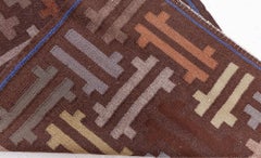 Doris Leslie Blau – Vintage-Läufer im skandinavischen Stil mit geometrischem Muster in Schiefergrau, flachgewebt