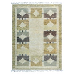 Doris Leslie Blau Vintage Scandinavian Geometric Soft Beige Flatweave Carpet