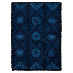 Alfombra vintage escandinava azul marino «Doris Leslie Blau», de Marianne Richter