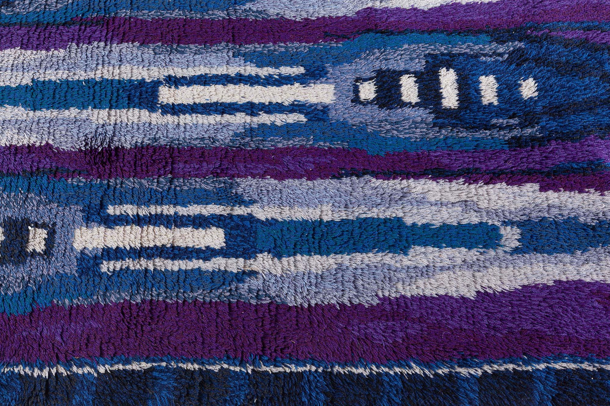 Swedish Doris Leslie Blau Vintage Scandinavian Rya Rug For Sale