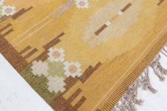 Tappeto vintage scandinavo color cuoio a trama piatta "Doris Leslie Blau" di Ingegerd Silow