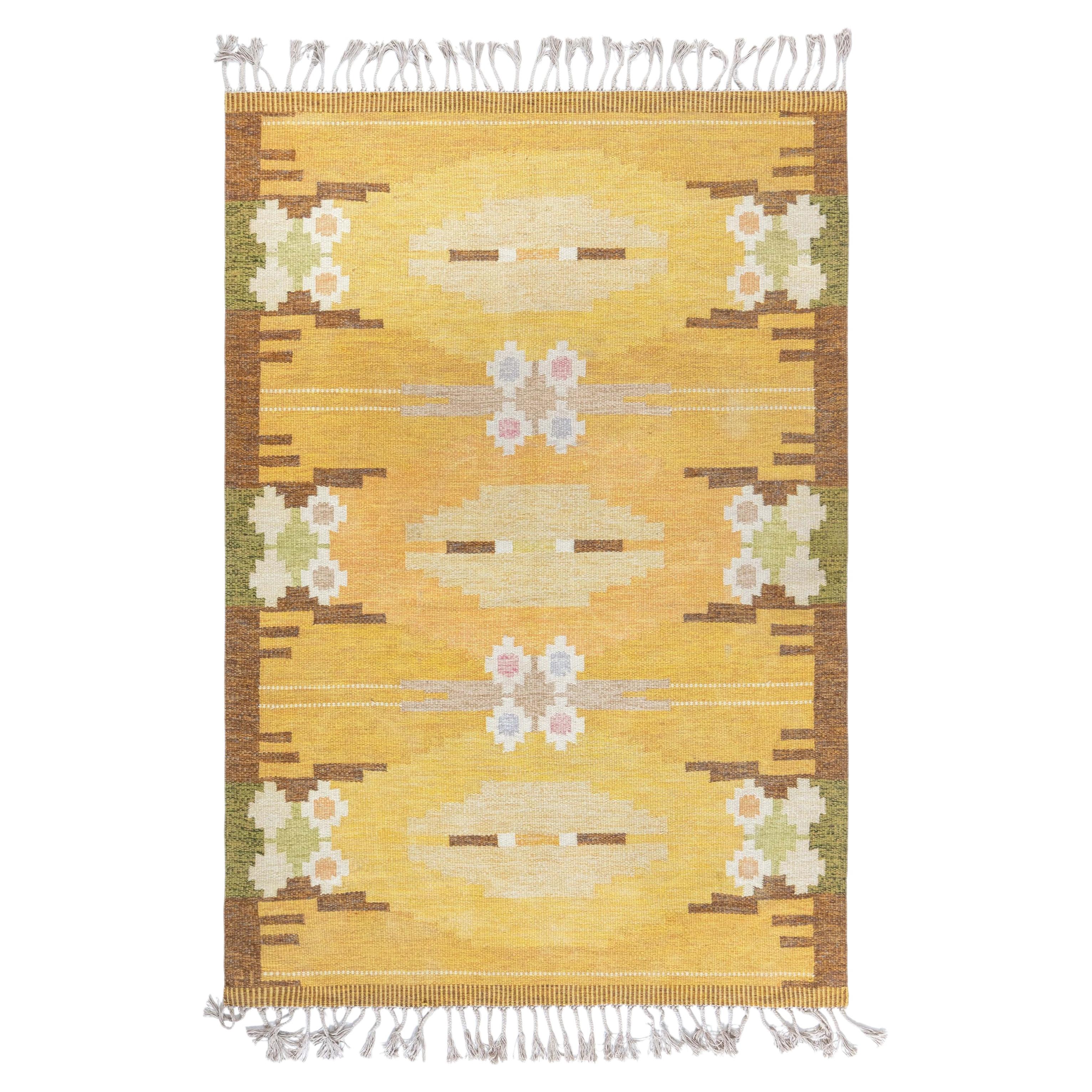 Doris Leslie Blau Vintage Scandinavian Tan Flatweave Rug By Ingegerd Silow