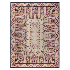 Doris Leslie Blau Vintage Spanish Abstract Cream Hand-Knotted Wool Rug