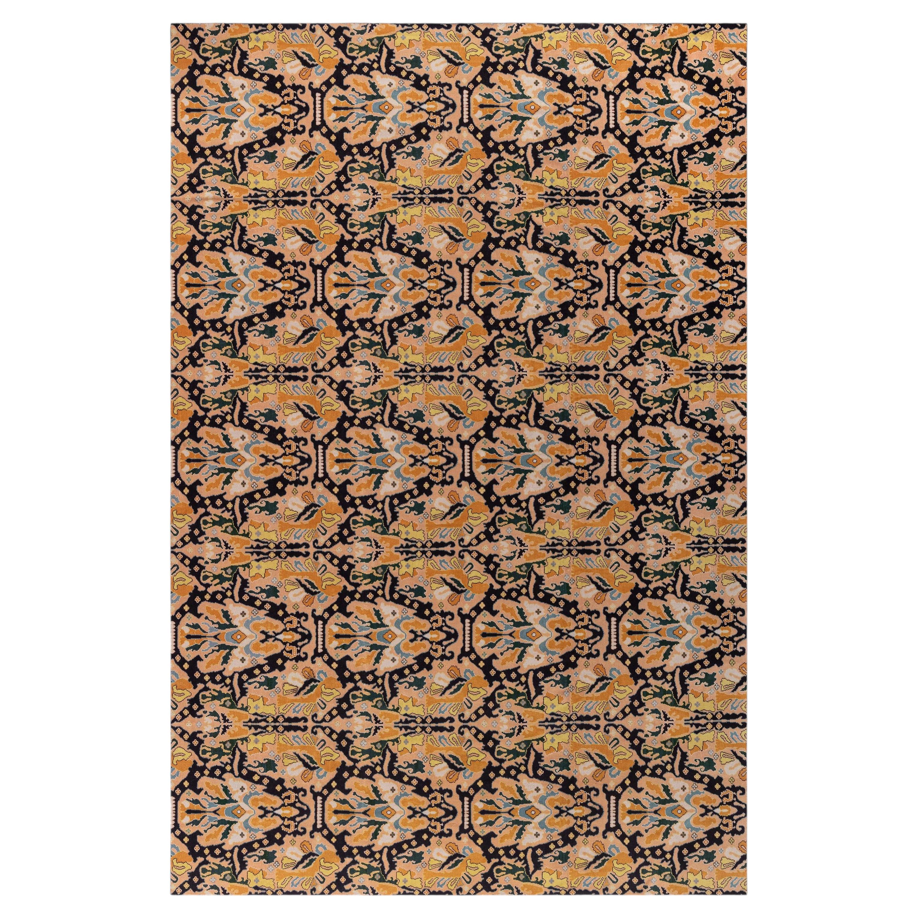 Tapis vintage espagnol abstrait bleu marine de Doris Leslie Blau (dimensions adaptées) en vente