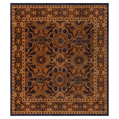 Doris Leslie Blau Vintage Spanish Abstract Warm Tan With Navy Blue Rug Cuenca