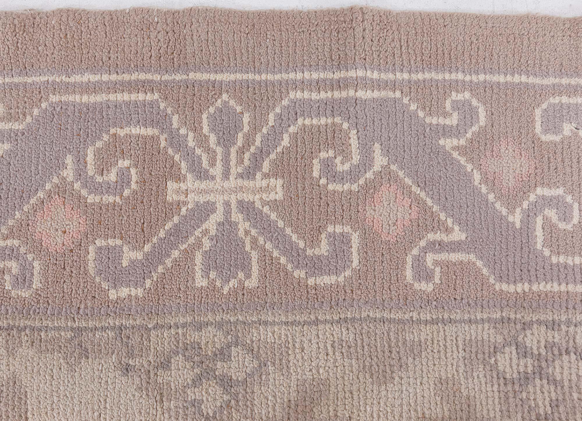 Doris Leslie Blau Vintage Spanischer Beige handgefertigter Vintage-Wollteppich (Handgewebt) im Angebot