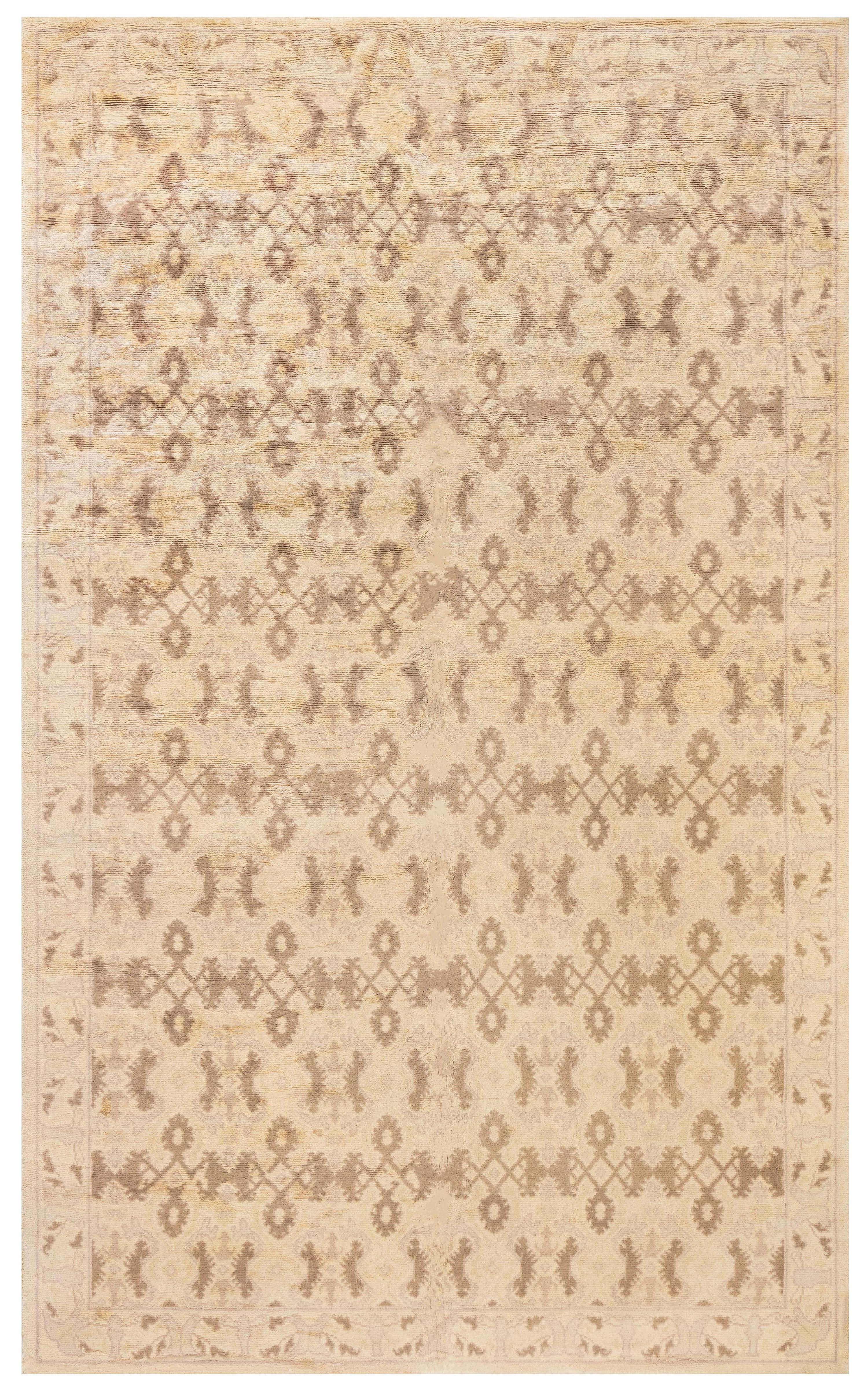 Other Doris Leslie Blau Vintage Spanish Beige Handmade Wool Rug For Sale