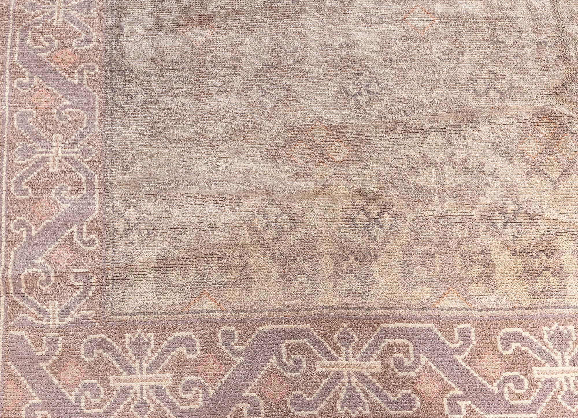 Doris Leslie Blau Vintage Spanischer Beige handgefertigter Vintage-Wollteppich (Wolle) im Angebot