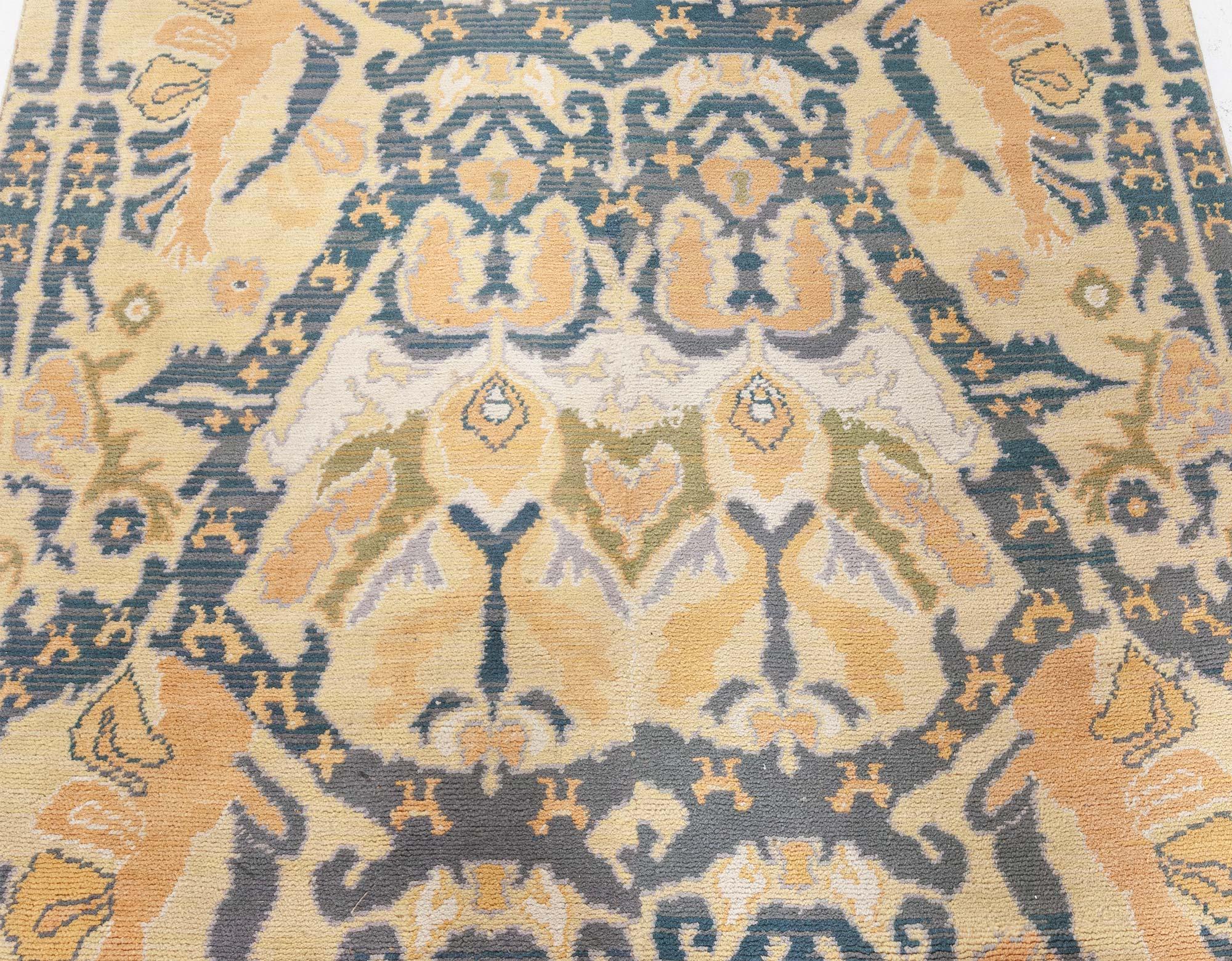 Hand-Knotted Doris Leslie Blau Vintage Spanish Cuenca Design Runner (fragment) For Sale
