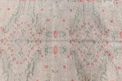 Doris Leslie Blau Vintage Spanish Floral Light Gray Hand-Knotted Wool Rug