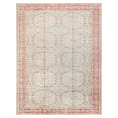 Doris Leslie Blau Vintage Spanish Floral Light Gray Hand-Knotted Wool Rug