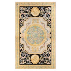 Alfombra vintage de Doris Leslie Blau, de estilo español, con motivos florales, de gran tamaño y color beige claro, tejida a mano