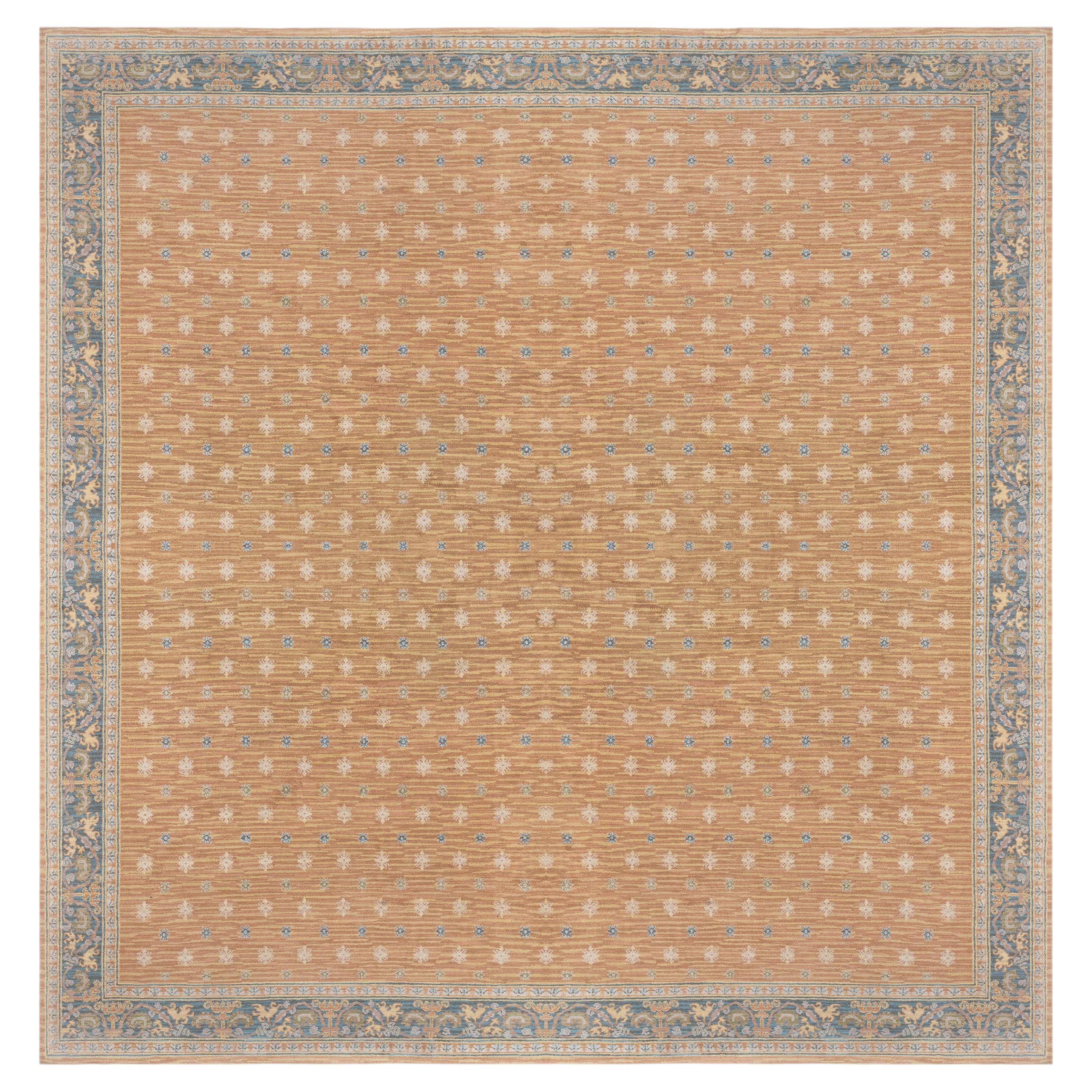 Doris Leslie Blau – Vintage-Teppich aus Spanien mit Blumenmuster, in zartem Beige, handgeknüpft aus Wolle, Cuenca