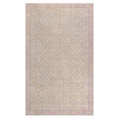 Doris Leslie Blau Vintage Spanish Floral Soft Beige Hand-Knotted Wool Rug