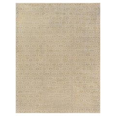 Doris Leslie Blau – Vintage-Teppich aus Spanien mit Blumenmuster, in zartem Beige, handgeknüpft aus Wolle