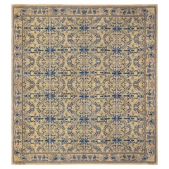 Doris Leslie Blau Vintage Spanish Geometric Warm Tan With Navy Blue Rug