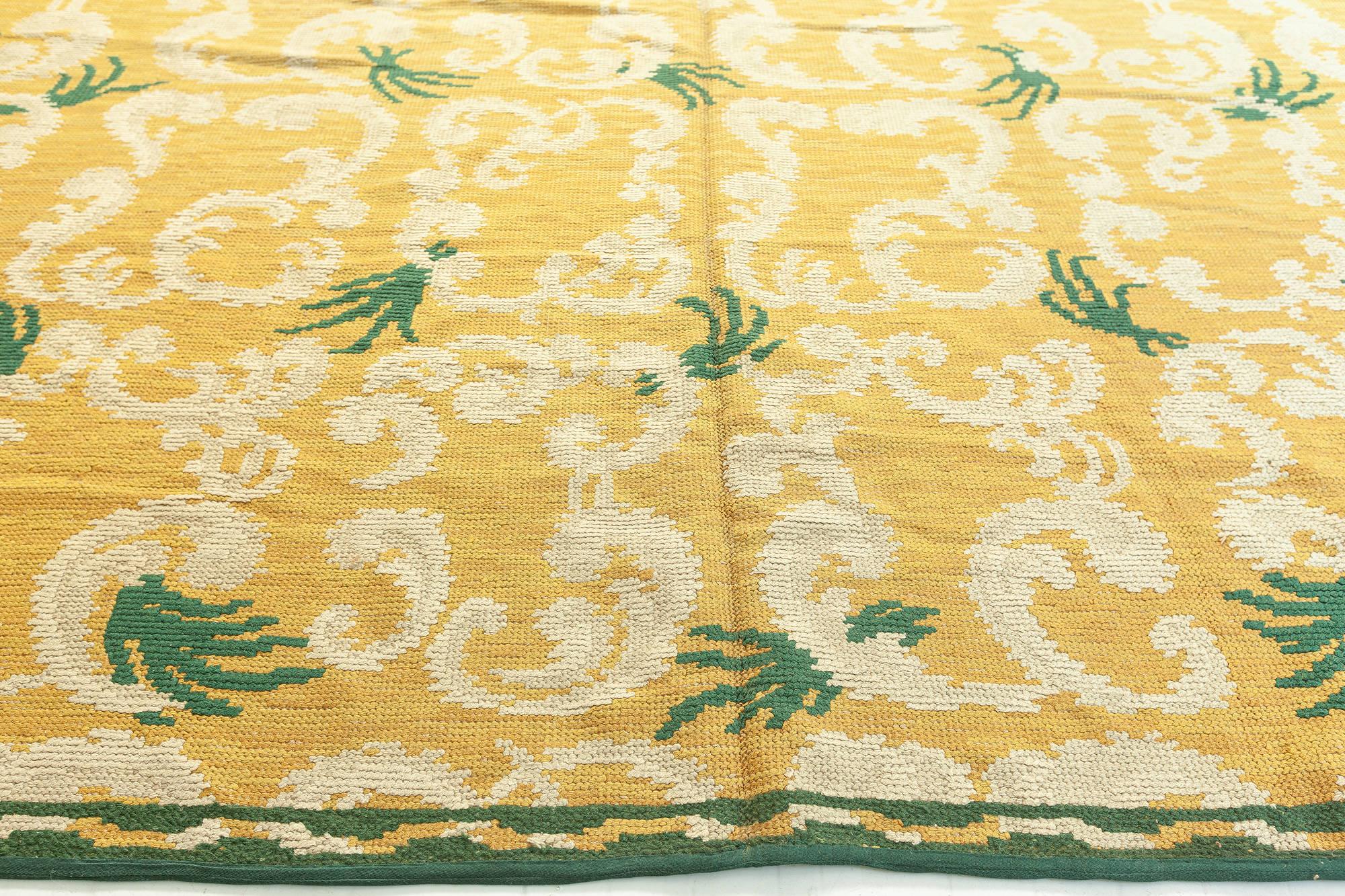 Hand-Woven Doris Leslie Blau Radiant Vintage Spanish Cuenca Rug in Golden Tones For Sale