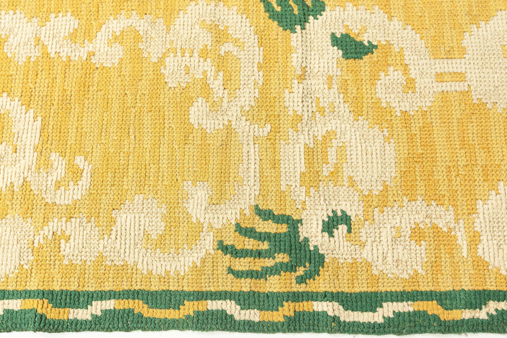 20th Century Doris Leslie Blau Radiant Vintage Spanish Cuenca Rug in Golden Tones For Sale