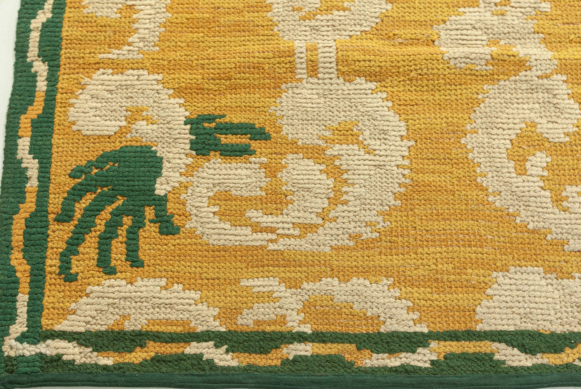 Wool Doris Leslie Blau Radiant Vintage Spanish Cuenca Rug in Golden Tones For Sale