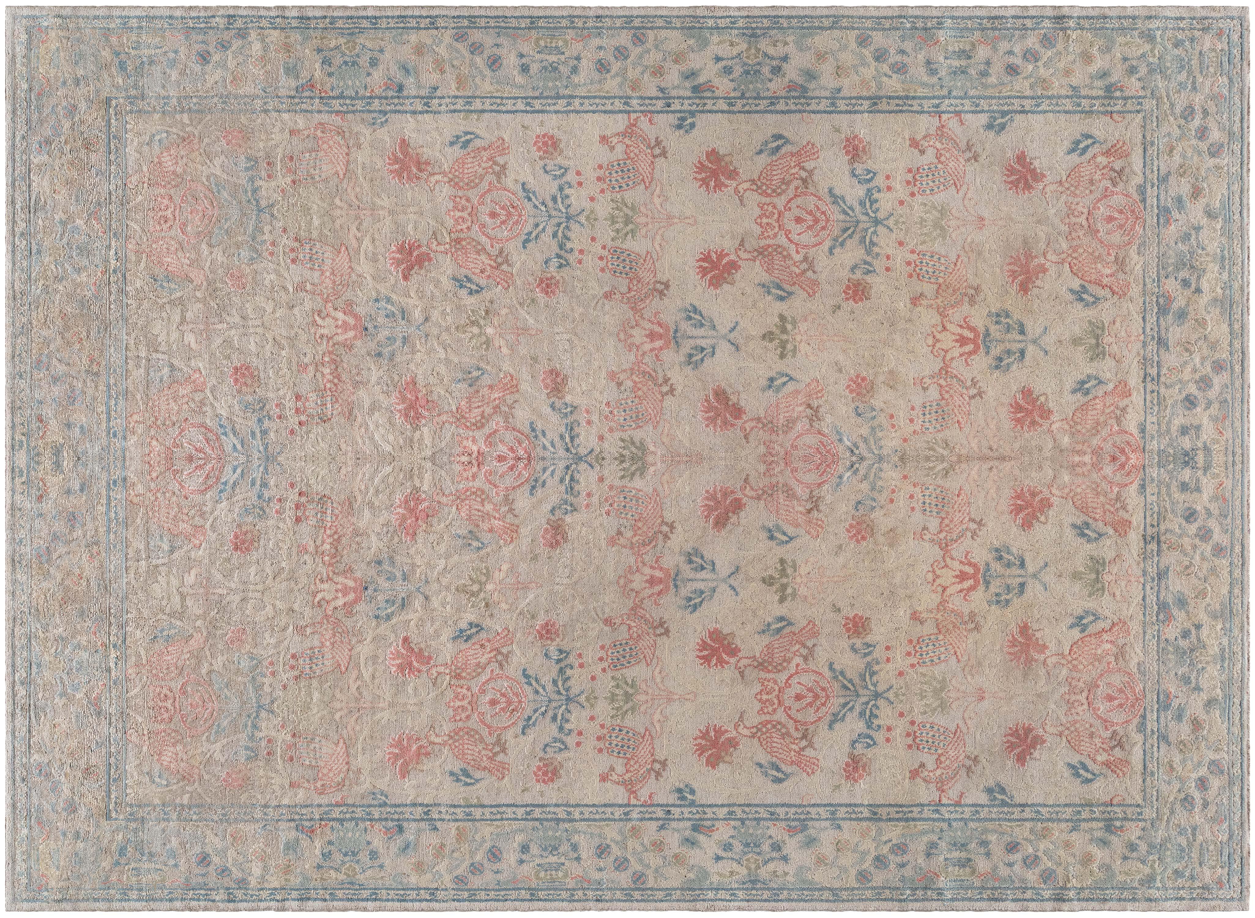 Doris Leslie Blauer spanischer Vintage-Teppich (Moderne der Mitte des Jahrhunderts) im Angebot