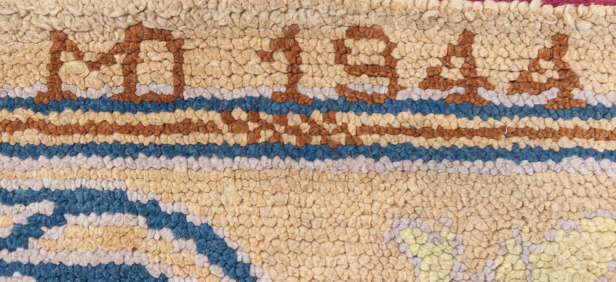 Mid-Century Modern Doris Leslie Blau Vintage Spanish Yellow and Blue Handmade Wool Rug For Sale