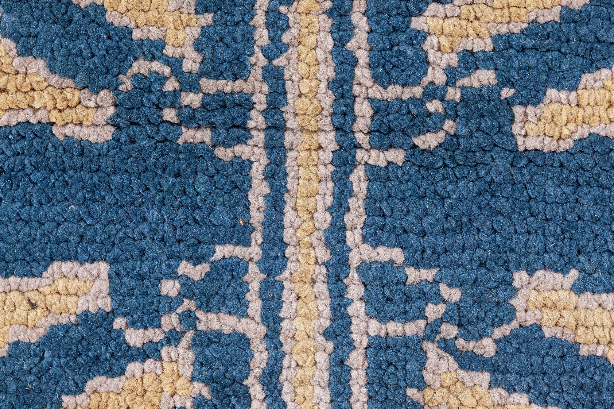 Doris Leslie Blau Vintage Spanish Yellow and Blue Handmade Wool Rug For Sale 1