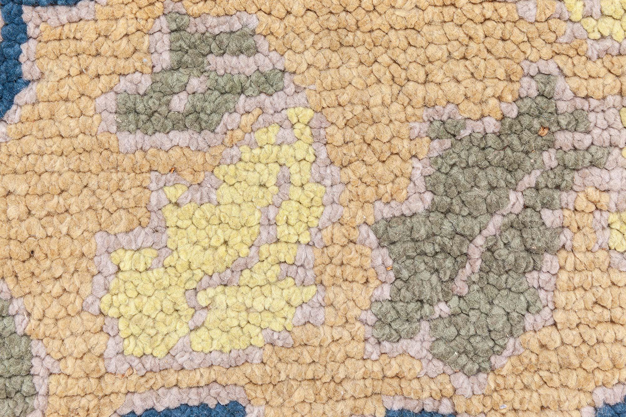Doris Leslie Blau Vintage Spanish Yellow and Blue Handmade Wool Rug For Sale 3