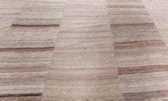 Tappeto in lana annodato a mano Doris Leslie Blau a righe vintage crema beige