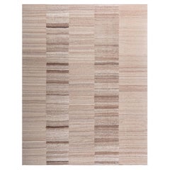 Tappeto in lana annodato a mano Doris Leslie Blau a righe vintage crema beige
