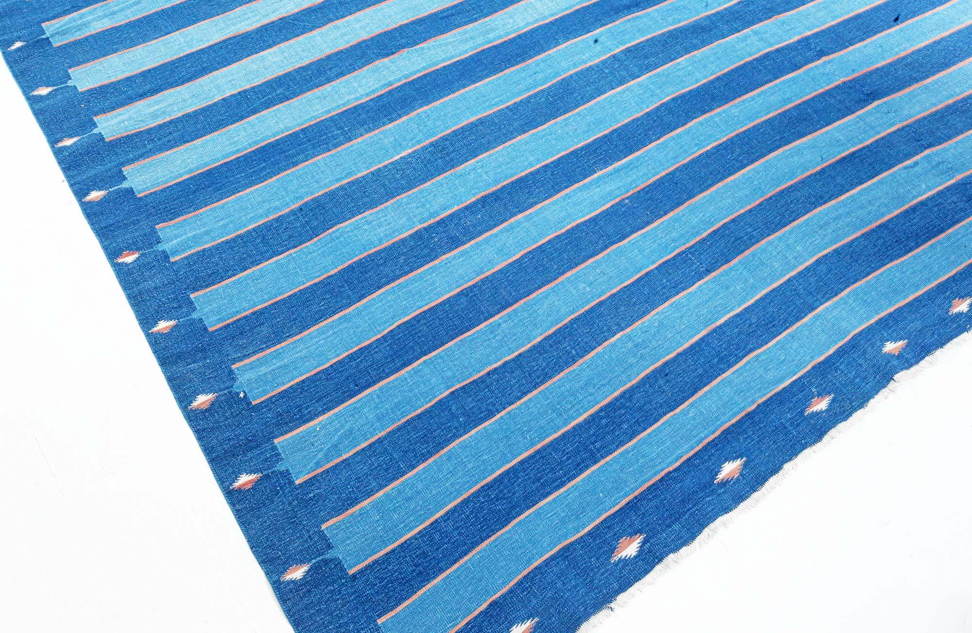 20th Century Doris Leslie Blau Vintage Striped Indian Dhurrie Rug For Sale