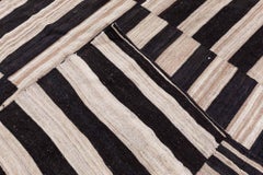 Doris Leslie Blau Vintage Striped Ivory And Charcoal Hand-Knotted Wool Rug