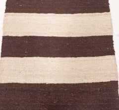 Doris Leslie Blau - Runner in lana annodato a mano a strisce vintage avorio e carbone