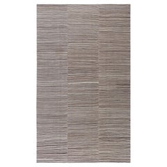 Doris Leslie Blau Vintage gestreift Hellbeige und klassisch Taupe Handgeknüpfter Teppich