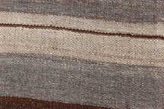 Doris Leslie Blau Vintage Striped Light Beige Hand-Knotted Wool Rug