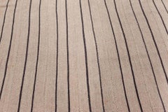Doris Leslie Blau Vintage Striped Light Beige Hand-Knotted Wool Rug