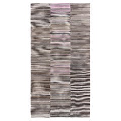 Doris Leslie Blau Vintage Striped Light Beige Hand-Knotted Wool Rug