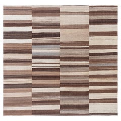 Doris Leslie Blau Vintage Striped Light Beige Hand-Knotted Wool Rug