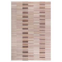Doris Leslie Blau Vintage Striped Oversized Soft Beige Hand-Knotted Wool Carpet