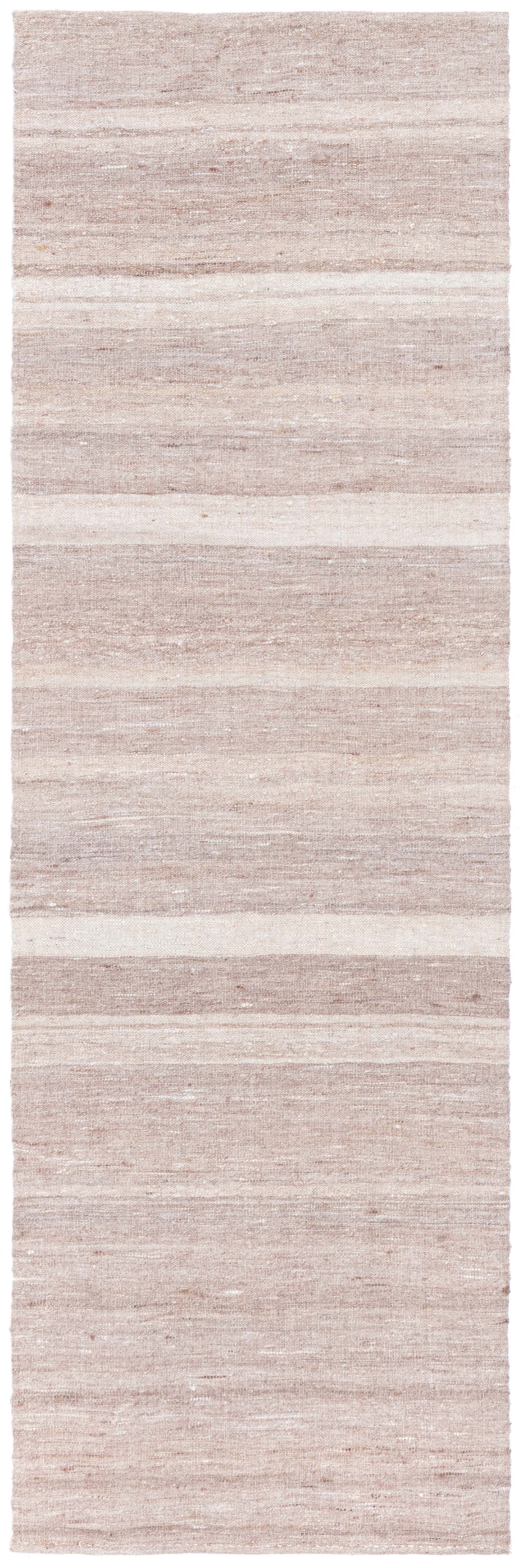 Doris Leslie Blau Vintage Striped Warm Tan With Light Beige Hand-Knotted Runner For Sale