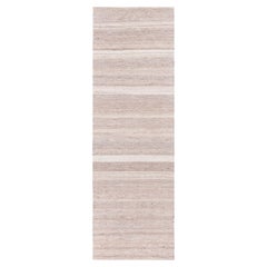 Doris Leslie Blau Vintage Striped Warm Tan With Light Beige Hand-Knotted Runner