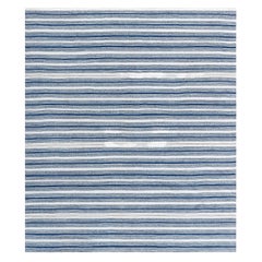Doris Leslie Blau Vintage Striped White Hand-Knotted Wool Carpet