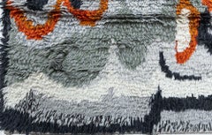 Doris Leslie Blau Vintage Swedish Abstract Light Gray Carpet Rya Pile Carpet