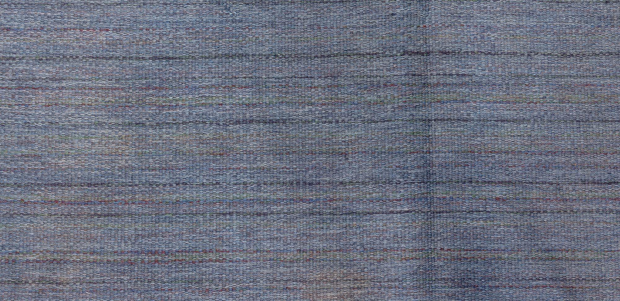 Tissé à la main Tapis suédois vintage beige bleu gris tissé à plat Doris Leslie Blau en vente