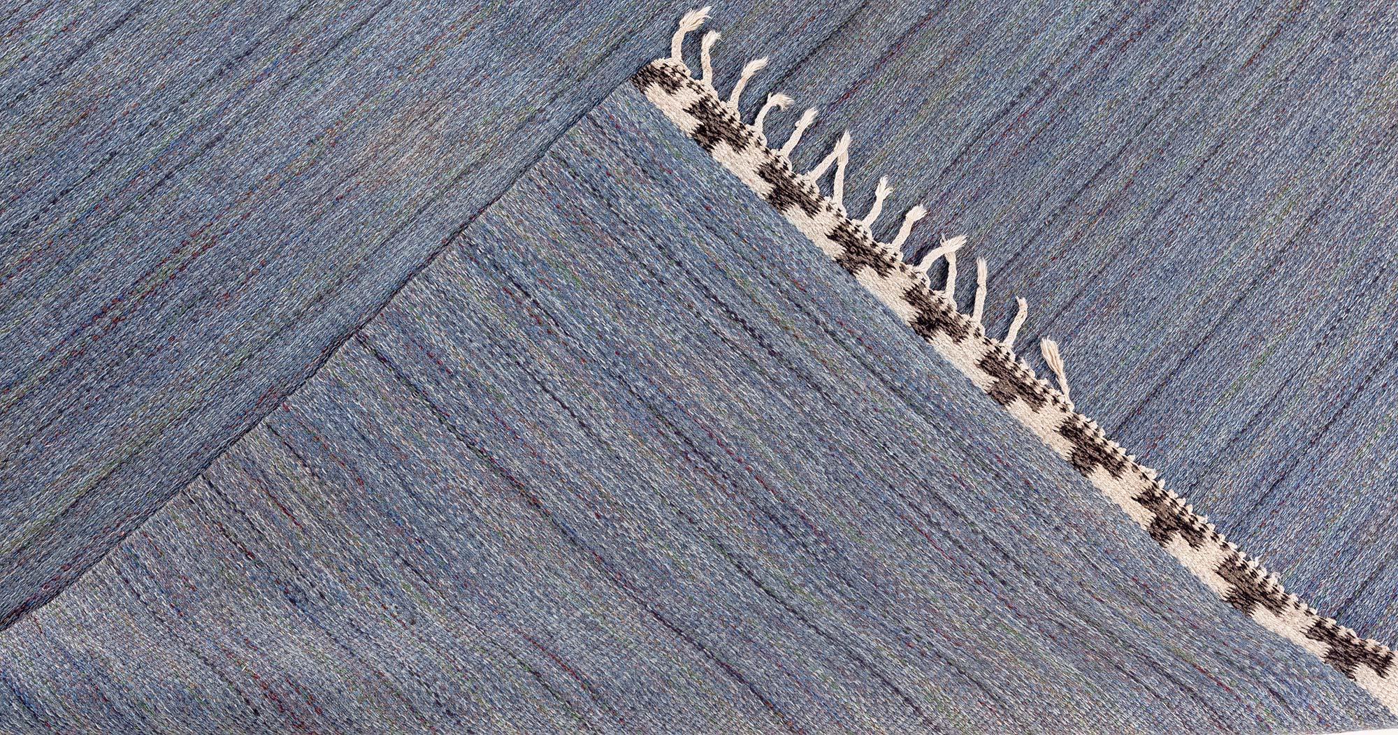 20ième siècle Tapis suédois vintage beige bleu gris tissé à plat Doris Leslie Blau en vente